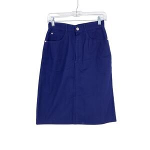 Vintage 80s Gitano Skirt Womens 26" A-Line Navy Blue Twill Blend